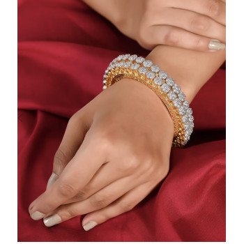 Gold Plated Round CZ American Diamond Bangle Pacheli Kada