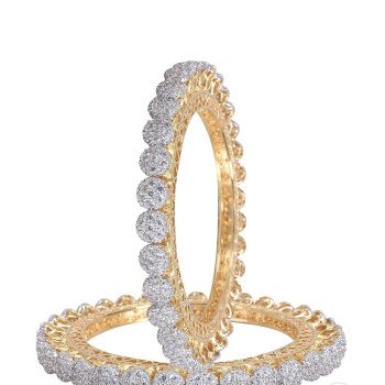 Gold Plated Round CZ American Diamond Bangle Pacheli Kada