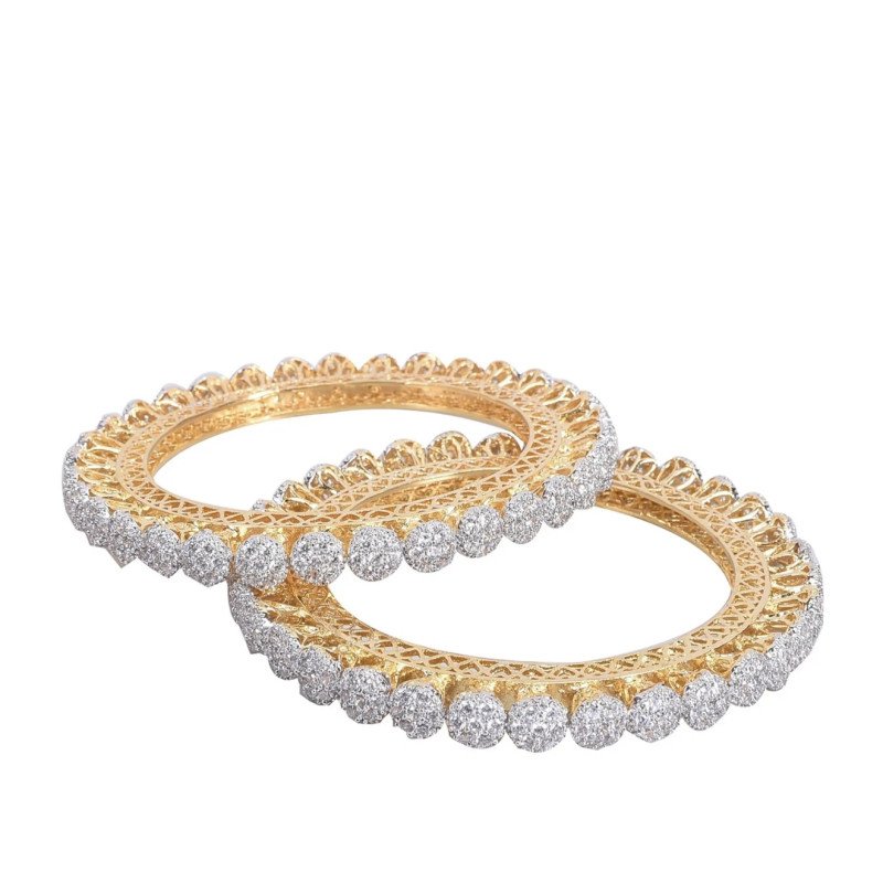 Gold Plated Round CZ American Diamond Bangle Pacheli Kada