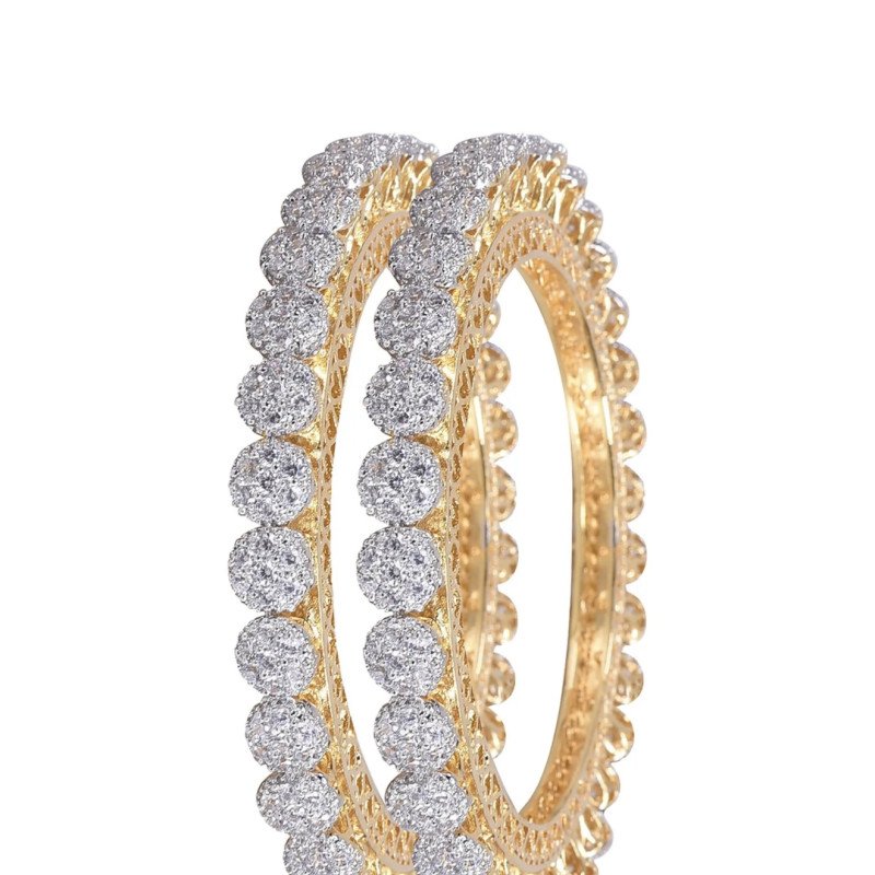 Gold Plated Round CZ American Diamond Bangle Pacheli Kada