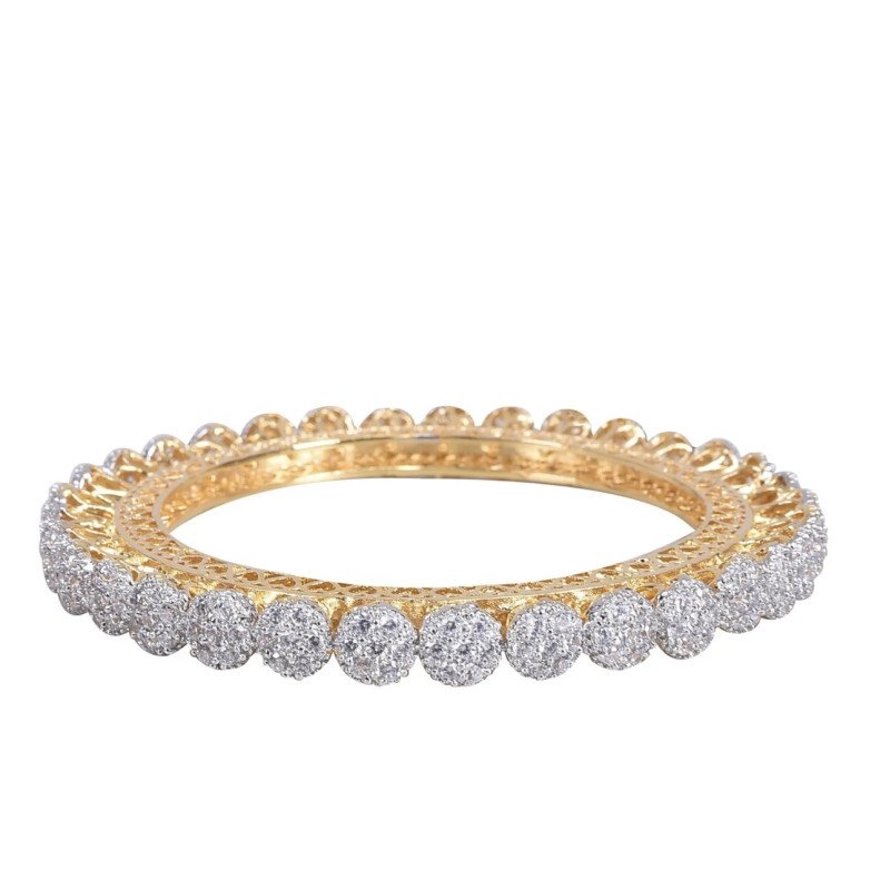 Gold Plated Round CZ American Diamond Bangle Pacheli Kada
