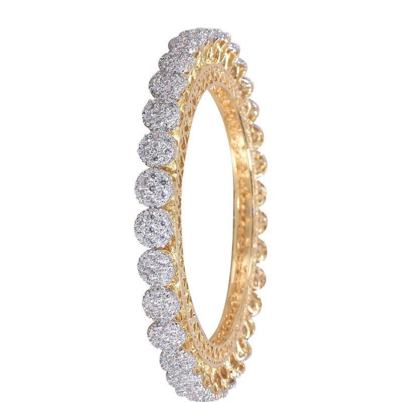 Gold Plated Round CZ American Diamond Bangle Pacheli Kada