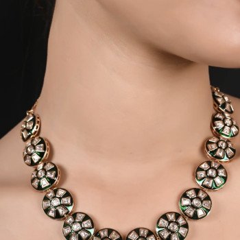 Premium Kundan CZ Motif Necklace Set For A Classic & Sophisticated Look