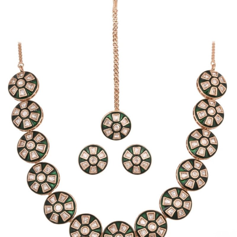 Premium Kundan CZ Motif Necklace Set For A Classic & Sophisticated Look