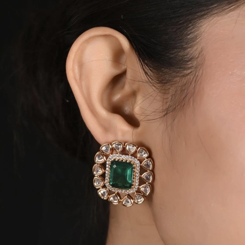 Valeria Statement Kundan Red Green Choker Necklace Set