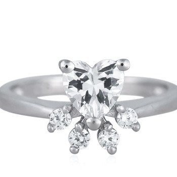 92.5 Silver Rhodium Plated Swiss Zirconia White Paw Ring