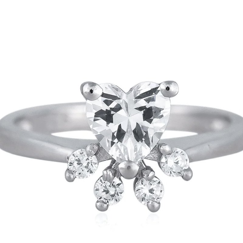 92.5 Silver Rhodium Plated Swiss Zirconia White Paw Ring