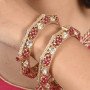 Kundan Diamond CZ Gold Finish pink Epoxy Openable Kada Bangles