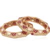 Kundan Diamond CZ Gold Finish pink Epoxy Openable Kada Bangles