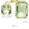 Millenia open ring Octagon cut, Green, Gold-tone plated