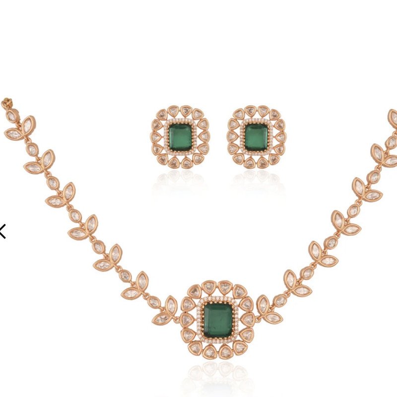 Valeria Statement Kundan Red Green Choker Necklace Set