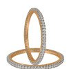Spectacular CZ Gold Silver Gold White Round Solitaire Bangle