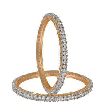 Spectacular CZ Gold Silver Gold White Round Solitaire Bangle