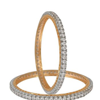 Spectacular CZ Gold Silver Gold White Round Solitaire Bangle